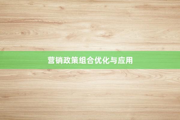 营销政策组合优化与应用
